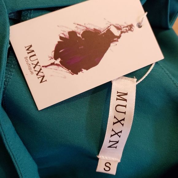 MUXXIN Boutique Teal Green Ruched Fitted Dress - Picture 6 of 8